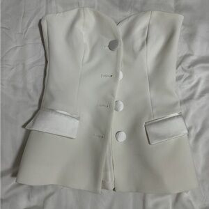 Zara White Blazer Sleeveless Top